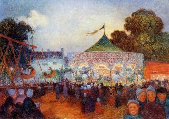 Ferdinand Loyen Du Puigaudeau : Carousel at Night at the Fair